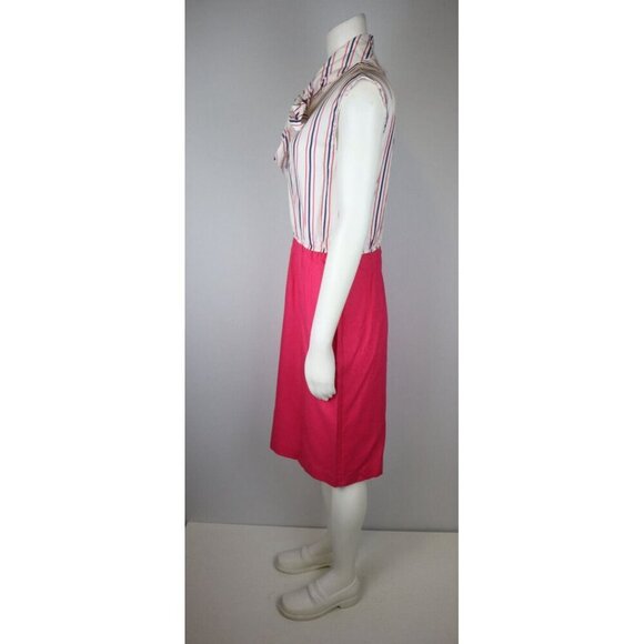VINTAGE WOMEN'S PINK STRIPED DRESS - PERI PETITES - SIZE 8P - Picture 7 of 10